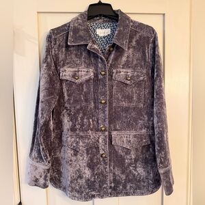 Anthropologie Velvet Utility Shirt Jacket